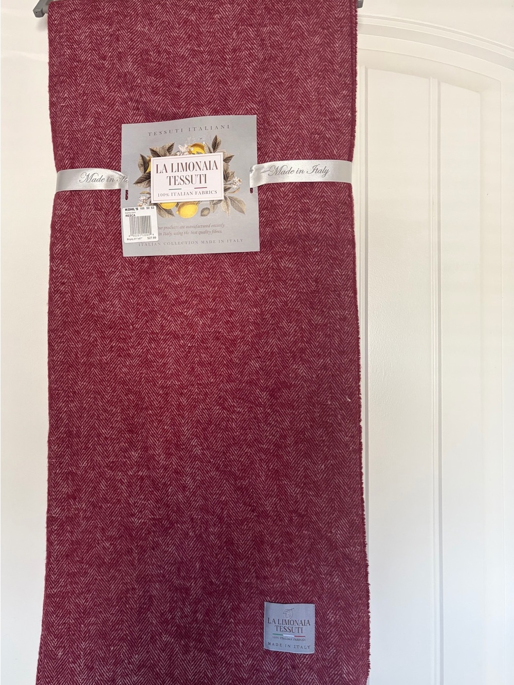La Limonaia Tessuti Red Herringbone Italian Fabric